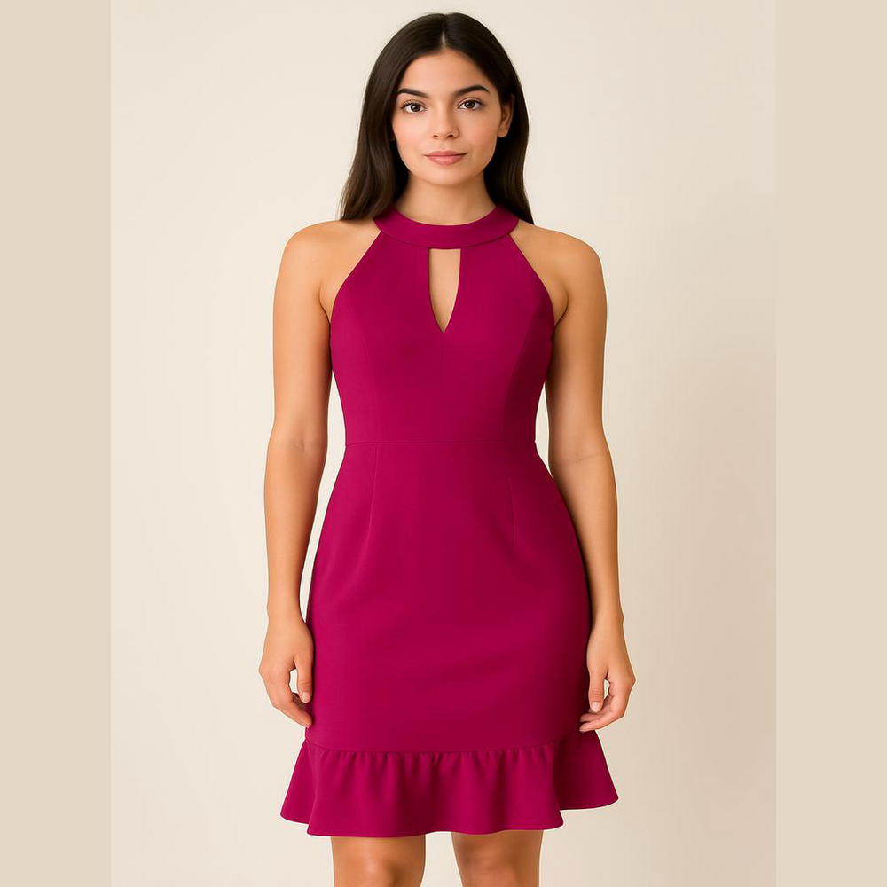 Nanette Lepore Rose halter midi dress hot pink mermaid style NWT